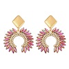 304 Stainless Steel Glass Dangle Stud Earrings EJEW-M095-12G-02-2