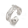 304 Stainless Steel Crown Open Cuff Ring for Women RJEW-E066-11P-1