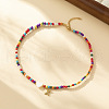 Heart Natural Shell & Colorful Glass Seed Round Beaded Necklaces FS-WGE10D5-23-1