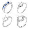 WADORN 4Pcs 4 Style Adjustable Brass Pad Ring Settings KK-WR0001-15-1