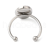 Non-Tarnish 304 Stainless Steel Open Cuff Ring Components STAS-I306-06B-P-3