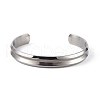 Non-Tarnish 304 Stainless Steel Grooved Open Cuff Bangle for Women BJEW-P294-01P-1