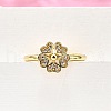 Brass Micro Pave Clear Cubic Zirconia Cuff Rings for Women RJEW-H247-27G-3