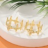 Flower Brass Cuff Rings for Women RJEW-B119-07G-1
