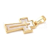 Brass Pave Natural White Shell Pendants KK-S522-01B-G-2