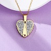 304 Stainless Steel Polymer Clay Rhinestones Wing Openable Pendant Necklaces for Women NJEW-Z065-14G-03-3
