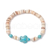 Natural Freshwater Shell with Synthetic Turquoise Beads Stretch Bracelets for Men Women BJEW-JB11745-02-2