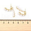 Brass ABC Plastic Imitation Pearl Round Dangle Stud Earrings EJEW-S270-05G-3