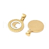 304 Stainless Steel Pave Natural White Shell Flat Round Pendant Necklaces STAS-R168-23G-02-2