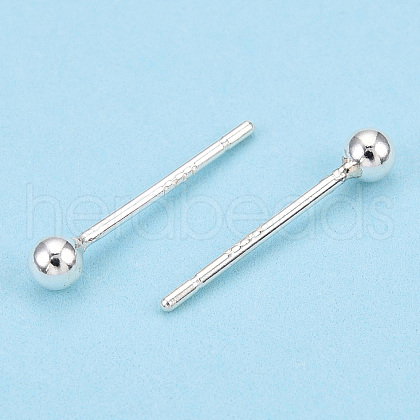 925 Sterling Silver Round Ball Stud Earrings STER-T005-01B-1