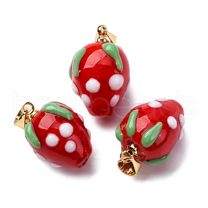 Handmade Lampwork Pendants LAMP-S069-05A-G-1