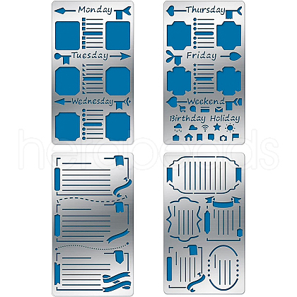 BENECREAT 4Pcs 4 Style 304 Stainless Steel Cutting Dies Stencils DIY-BC0003-57-1