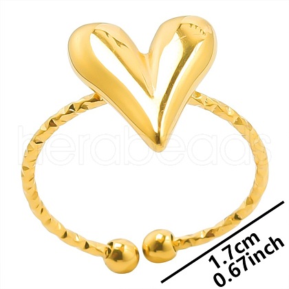 Minimalist Heart 304 Stainless Steel Cuff Rings CW5242-2-1