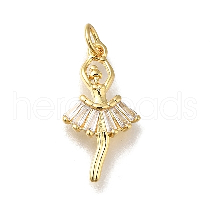 Rack Plating Brass Micro Pave Clear Cubic Zirconia Pendants KK-K373-15G-1