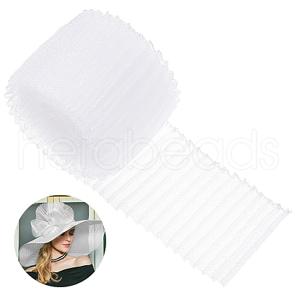 BENECREAT 5 Yards Polyester Pleated Mesh Ribbon OCOR-BC0006-81A-1