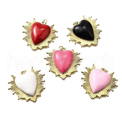Brass Enamel Pendants KK-B136-08G-1