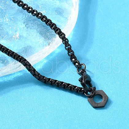 304 Stainless Steel Hexagon Pendant Box Chain Necklaces for Women NJEW-A045-25EB-1