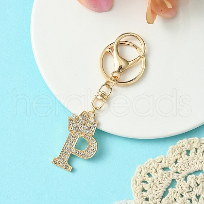 Golden Alloy Rhinestone Keychain KEYC-YW00105-16-1