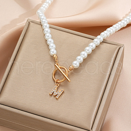 Alloy Crystal Rhinestone Letter Pendant Necklaces FS-WG0709C-08-1