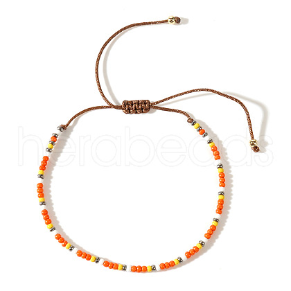 Adjustable Glass Seed Bead Braided Bracelets ZI1024-1