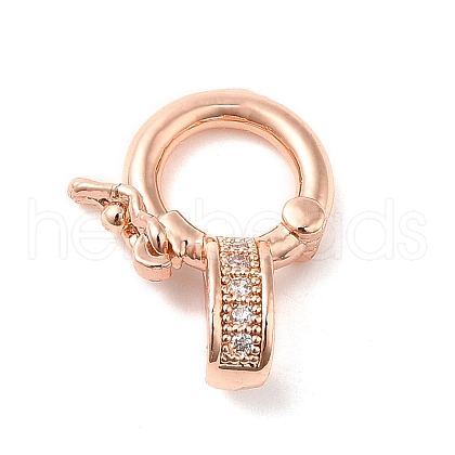 Brass Micro Pave Clear Cubic Zirconia Twister Clasps KK-Q772-14RG-1