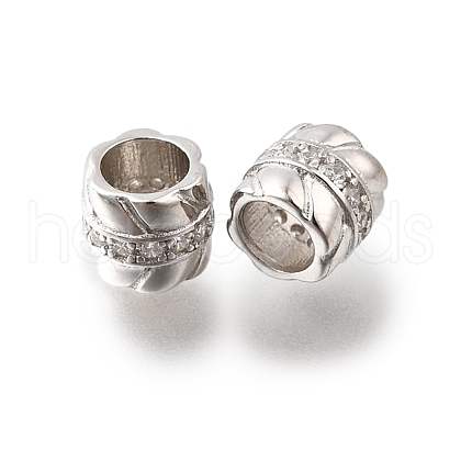925 Sterling Silver Micro Pave Clear Cubic Zirconia Beads STER-F061-01A-P-1