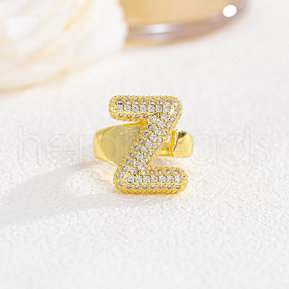 Brass Micro Pave Clear Cubic Zirconia Cuff Rings FS-WGF2B82-23-1