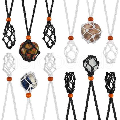 12Pcs 4 Style Adjustable Braided Waxed Cord Macrame Pouch Necklace Making NJEW-SZ0001-51-1