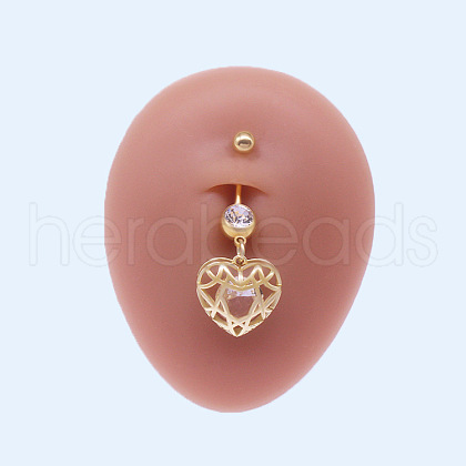 316L Surgical Stainless Steel Micro Pave Clear Cubic Zirconia Belly Rings FS-WGA8928-06-1