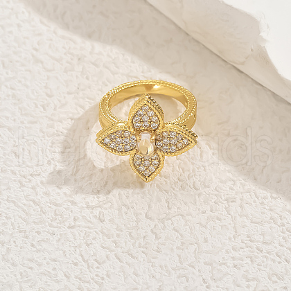Brass Micro Pave Cubic Zirconia Finger Rings for Women GE5846-1