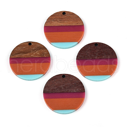 Resin & Walnut Wood Pendants RESI-T057-40-1