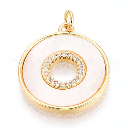 Brass Micro Pave Clear Cubic Zirconia Pendants KK-N268-42G-1