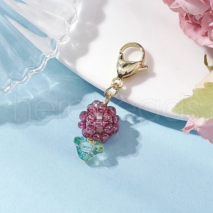 Flower Glass Seed Beads Beaded Pendant Decorations HJEW-MZ00196-05-1