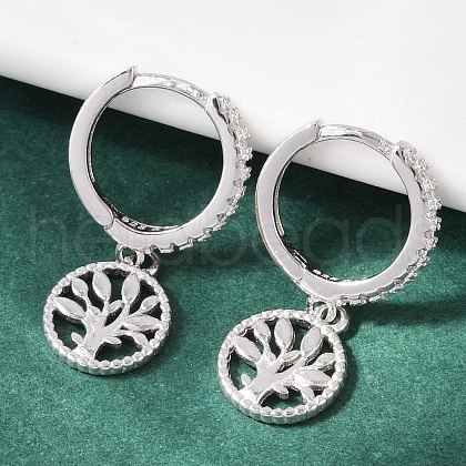 S925 Sterling Silver Micro Pave Clear Cubic Zirconia Hoop Earrings for Women EJEW-G427-01P-01-1