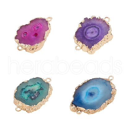 ARRICRAFT Electroplate Natural Druzy Agate Links Connectors G-AR0003-93G-1