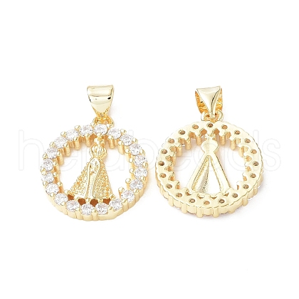 Eco-Friendly Rack Plating Brass Micro Pave Cubic Zirconia Pendants KK-F845-34G-1