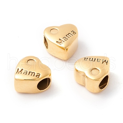 Mother's Day Ion Plating(IP) 304 Stainless Steel European Beads STAS-M298-10G-1