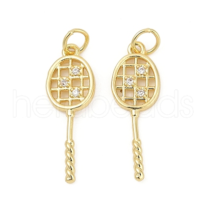 Brass Micro Pave Cubic Zirconia Pendants KK-U058-29G-1