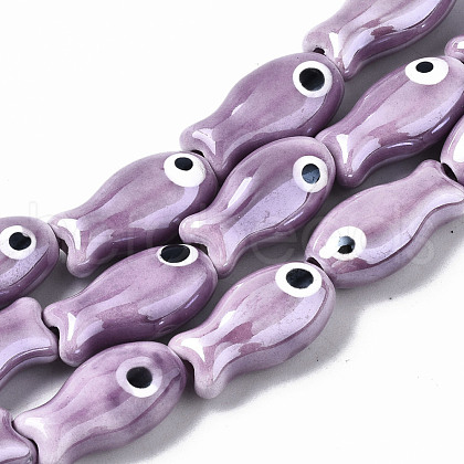 Handmade Porcelain Ceramic Beads Strands PORC-T006-03F-1