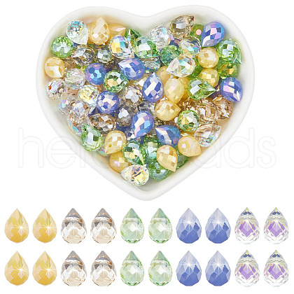 SOFPLATE 250pcs 5 Colors Transparent Electroplate Glass with Imitation Jade Glass Beads Strands EGLA-SP0001-06-1