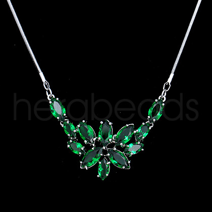Flower Brass Cubic Zirconia Pendant Necklaces for Women FS-WG57113-02-1