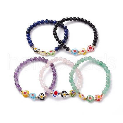 Natural Mixed Gemstone Beaded Bracelets BJEW-JB06474-1
