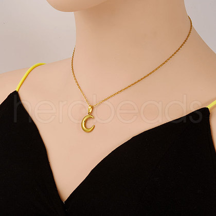 Stainless Steel New Moon Pendant Necklaces Women Fashion Minimalist Design Jewelry ZC9456-2-1