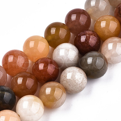 Natural Golden Silk Jade Beads Strands G-S373-004-10mm-1
