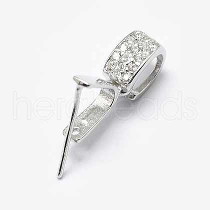 Anti-Tarnish Rhodium Plated 925 Sterling Silver Micro Pave Cubic Zirconia Pendant Bails X-STER-P034-43P-1