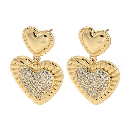 Brass Pave Cubic Zirconia Stud Earrings for Women EJEW-M258-08G-1