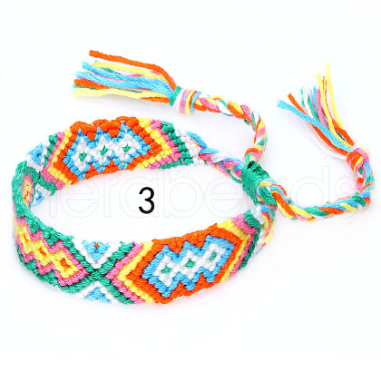 Cotton Braided Rhombus Pattern Cord Bracelet FIND-PW0013-003A-03-1