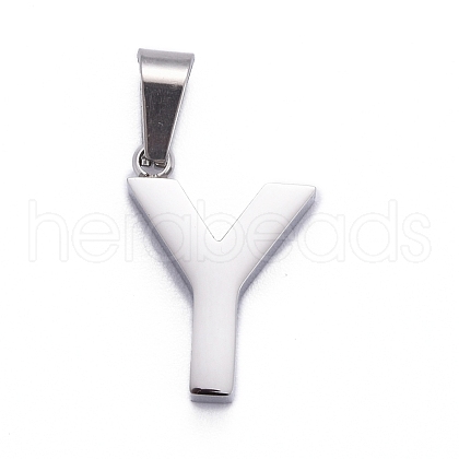 304 Stainless Steel Letter Pendants STAS-H127-Y-P-1