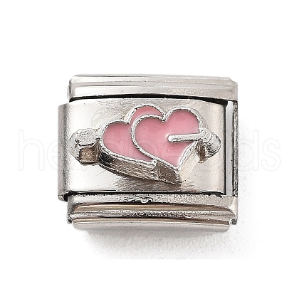 Heart 304 Stainless Steel Enamel Connector Charms STAS-L023-006G-1