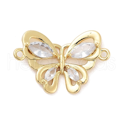 Rack Plating Brass Pave Cubic Zirconia Butterfly Connector Charms KK-Z064-36G-01-1
